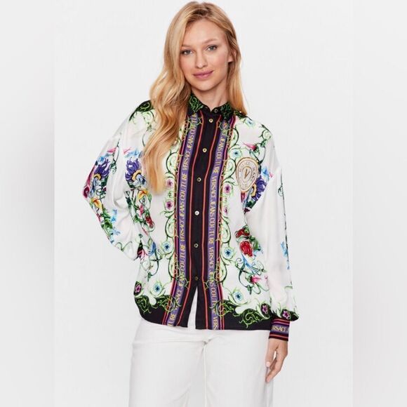 Versace Jeans Couture Logo-Printed Buttoned Shirt size 38/us size 2 - Picture 4 of 16